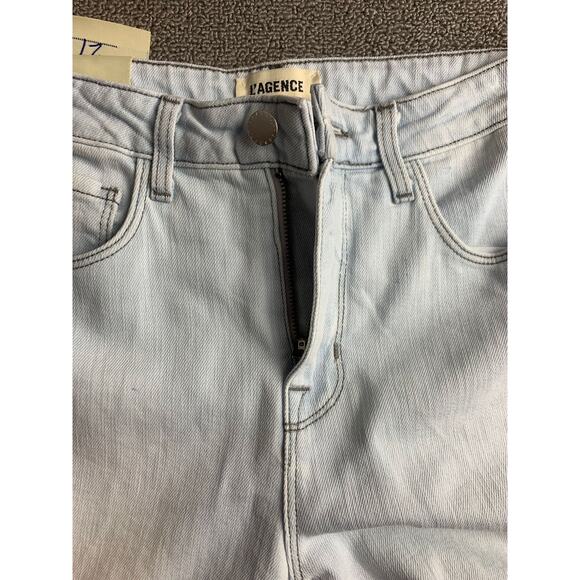 L‘Agence Women’s Sz 27 White Distressed Fringe High Rise High Line Skinny Jeans - Picture 10 of 14